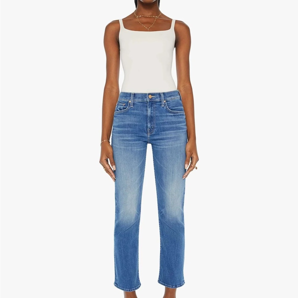MOTHER Women's Straight Leg Blue Jeans